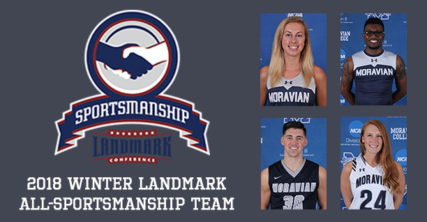 Matt Cardonne '18, Trista Cunningham '18, Eric Morton '18 and Katie Mayer '20 have been selected to the 2018 Landmark Conference Winter All-Sportsmanship Team.
