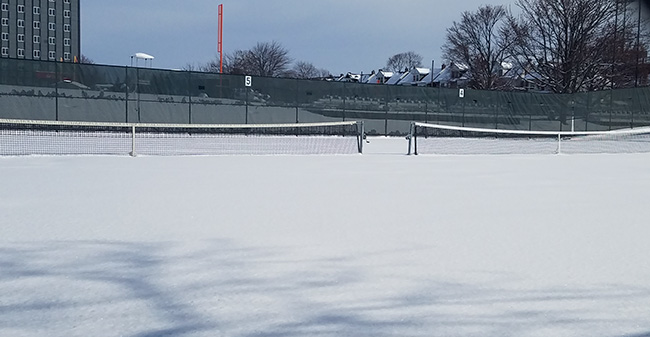 Hoffman Courts under snow after a winter storm on March 21, 2018.