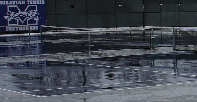 Hoffman Courts covered by rain.