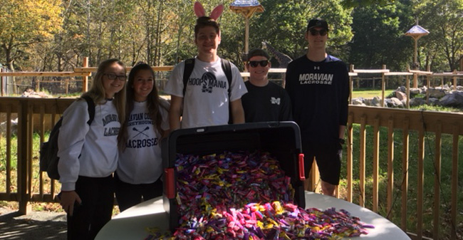 Members of the Moravian lacrosse teams at the Lehigh Valley Zoo Boo at the Zoo.