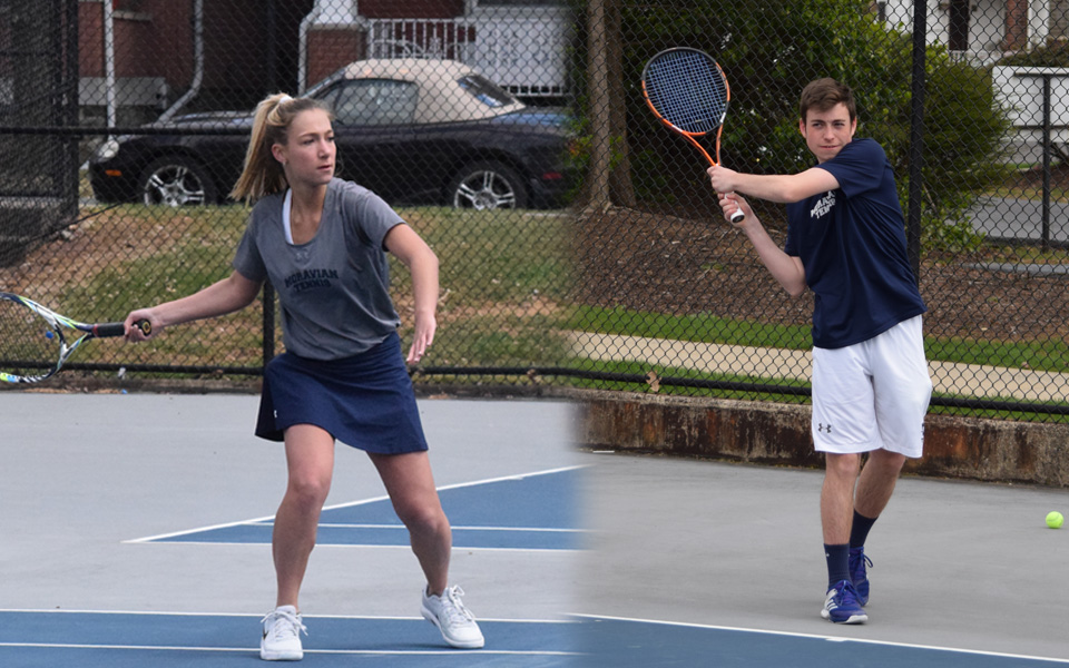Brooke Adams and Peter Demyan compete on Hoffman Courts during the 2017-18 season.
