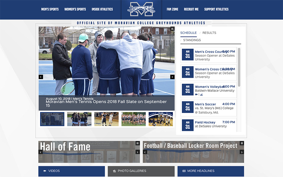 New version of moraviansports.com front page