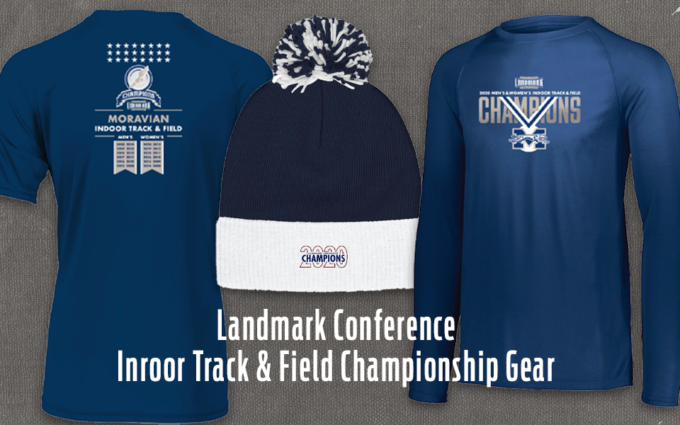 Landmark Conference indoor track & field championship gear.