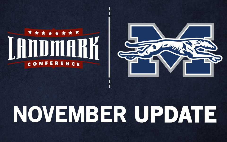 Landmark conference and moravian college athletics logos.