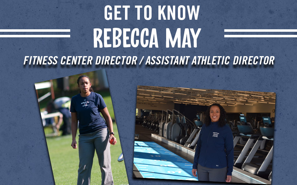 photos of rebecca may as an assistant field hockey coach and in the fitness center