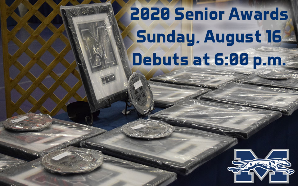 Moravian senior athletic awards display and 2020 awards video announcement for August 16 at 6 p.m.