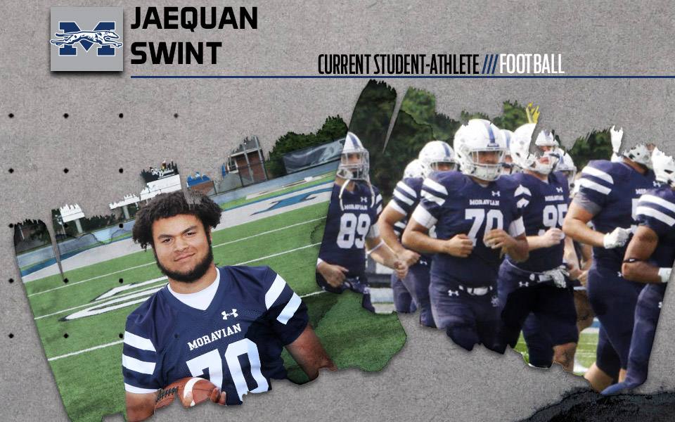 jaequan swint head shot and running onto field with football team.