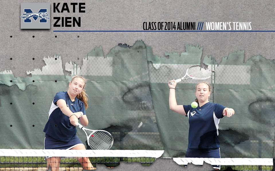 katie zien playing tennis on Hoffman Courts.
