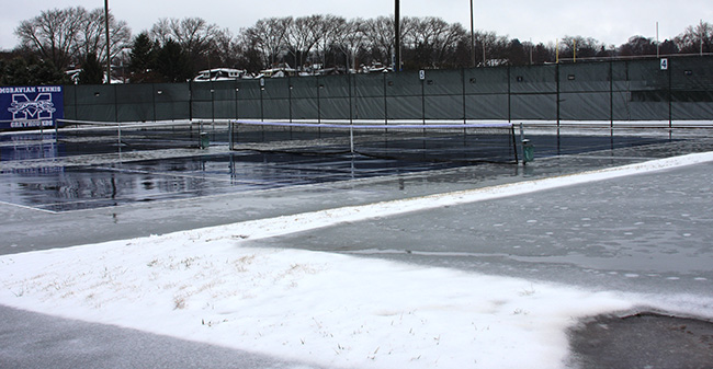 Hoffman Tennis Courts under snow