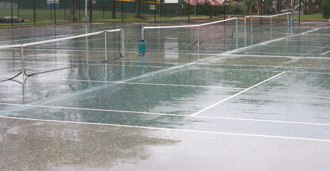 Hoffman Courts under rain
