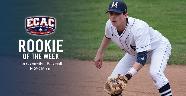 Csencsits Honored as ECAC Division III Metro Baseball Rookie of the Week