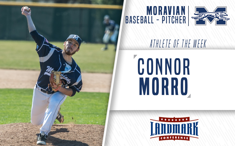 Junior Connor Morro honored as Landmark Conference Pitcher of the Week.