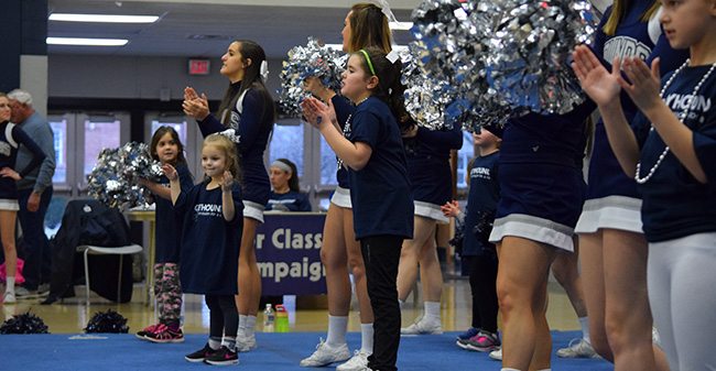 Participants at Moravian's 2017 Greyhound Cheerleader for a Day
