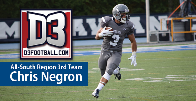 Negron Honored on D3football.com All-South Region Third Team