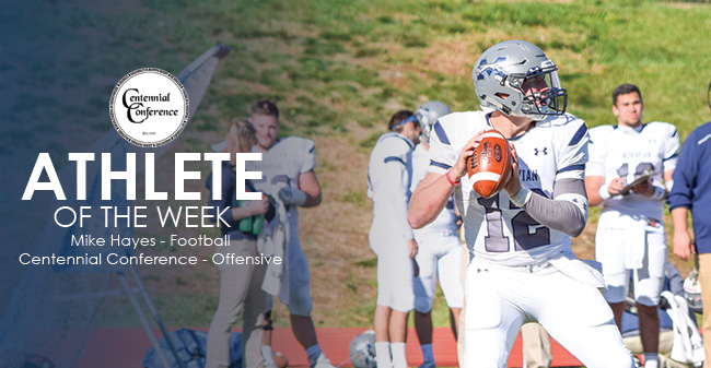 Hayes Selected as Centennial Conference Offensive Athlete of the Week