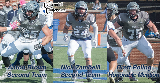 Aaron Brown '18 and Nick Zambelli '19 are named to the 2017 Centennial All-Conference Second Team while Brett Poling '20 earns a spot on the Honorable Mention squad.