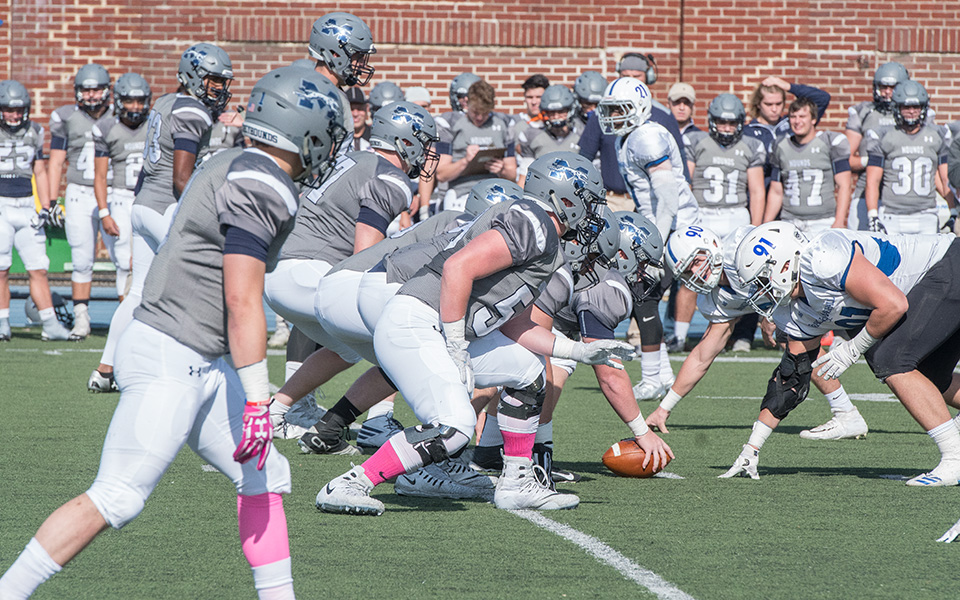 The Moravian offense is set to run a play versus Franklin & Marshall College at Rocco Calvo Field during the 2017 season.