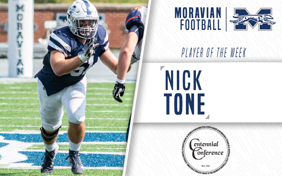 Nick Tone Named Centennial Conference Defensive Player of the Week