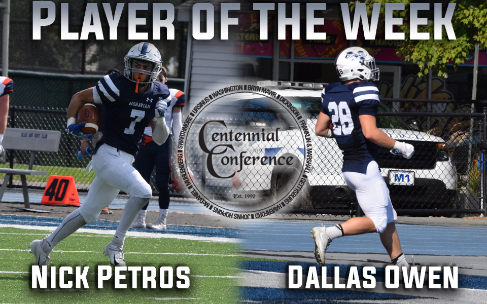 Nick Petros and Dallas Owen earn Centennial Conference Offensive and Defensive Athlete of the Week honors