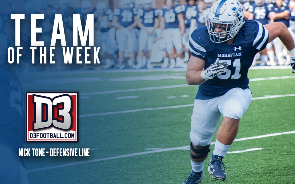Nick Tone selected to D3football.com Team of the Week