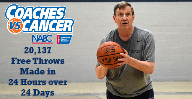 Coach Walker Hits Goal of 20K Free Throws Made in Coaches vs. Cancer FT Shooting Marathon