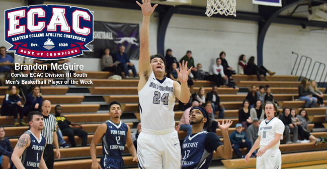 McGuire Selected as Corvias ECAC DIII South Men's Basketball Player of the Week