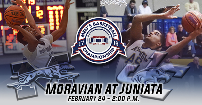 The men's basketball team heads to Juniata College for the Landmark Conference Championship on Saturday, February 24.