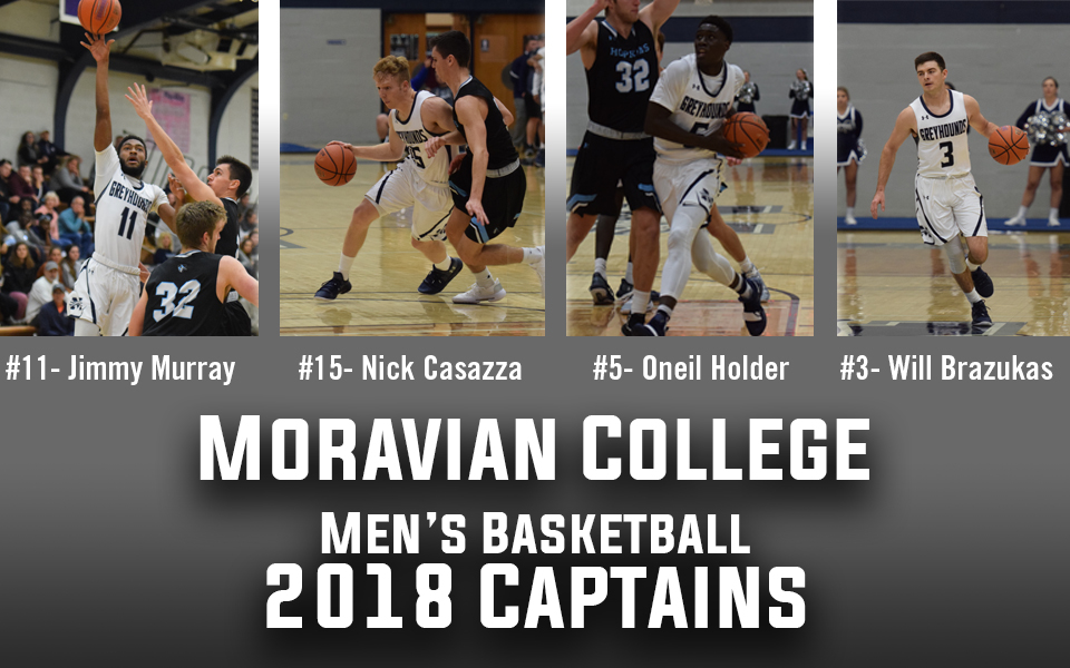 Seniors Will Brazukas, Nicholas Casazza, Oneil Holder and Jimmy Murray named as 2018=19 men's basketball captains.