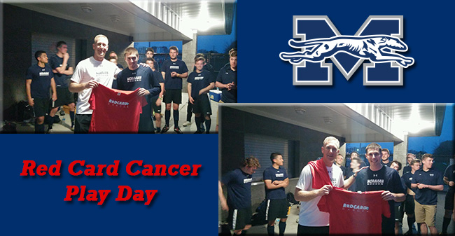 Men's Soccer Participates in Red Card Cancer Play Day