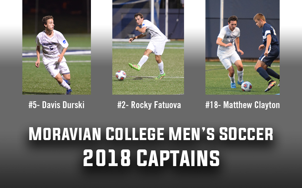 2018 Moravian Men's Soccer Captains - Matthew Clayton, David Durski and Rocky Fatuova.