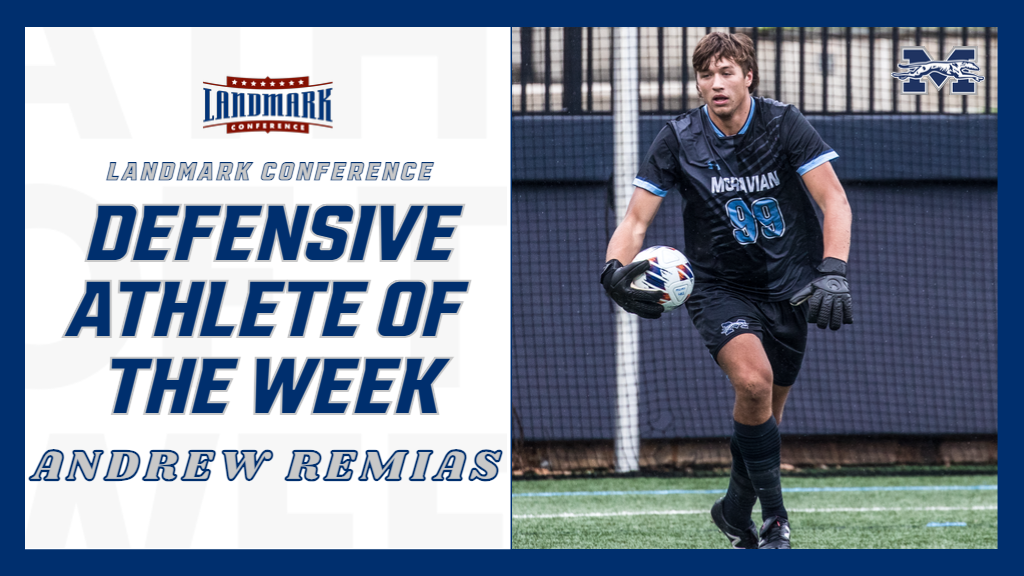 Andrew Remais for Landmark Conference Men's Soccer Defensive Athlete of the Week graphic