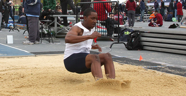 Myers' Career Jump Leads Men to 6th Place Finish at ECAC Championships