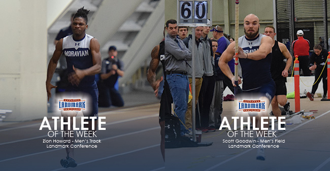 Zion Howard '21 and Scott Goodwin '19 selected as Landmark Conference Men's Track & Field Athletes of the Week.