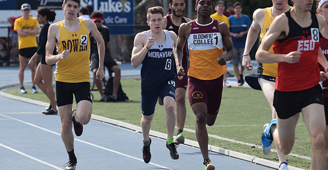 Andrew Mitchell '18 races in the 800-meter run in the Coach P Invitational at Timothy Breidegam Track.