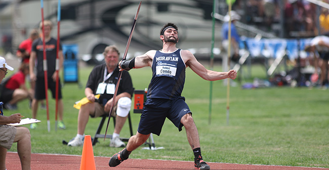 Robert Condo '18 competes in the javelin at the 2018 NCAA Division III National Championships in La Crosse, Wisconsin. Photo by D3photography.com