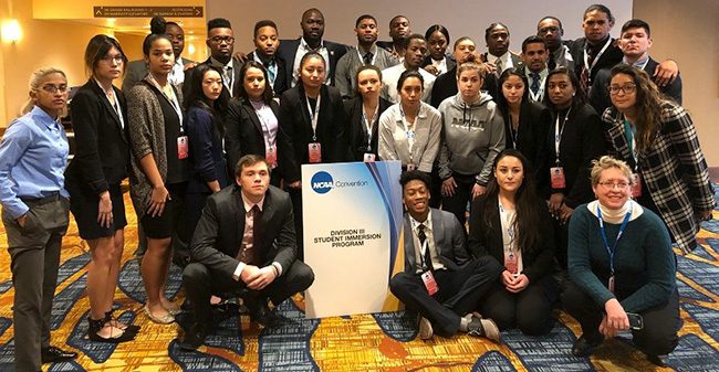Members of the 2018 NCAA Division III Student Immersion Program at the NCAA Convention in Indianapolis.