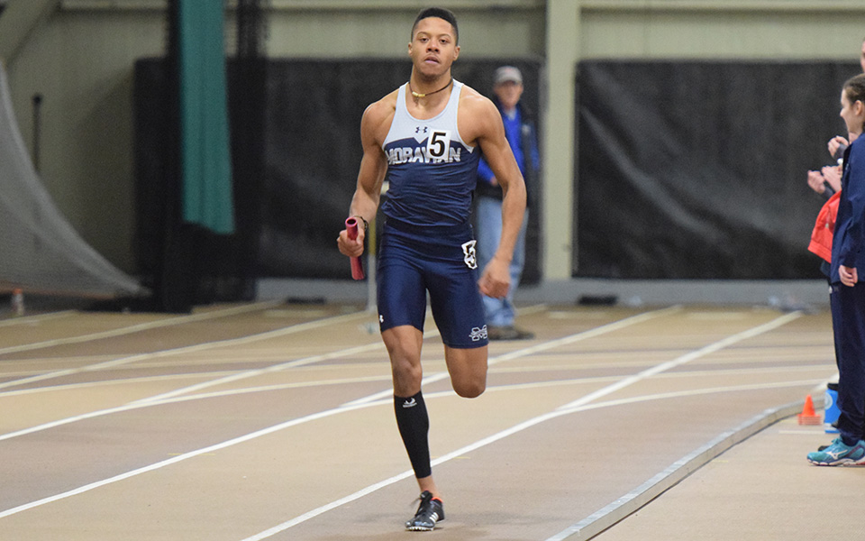 Junior Justin Beasley-Turner runs in the Moravian Indoor Invitational at Lehigh University.