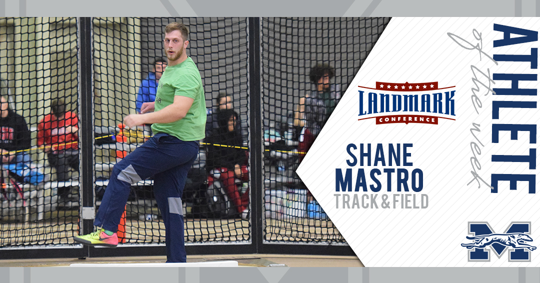Junior Shane Mastro honored as Landmark Conference Men's Field Athlete of the Week.