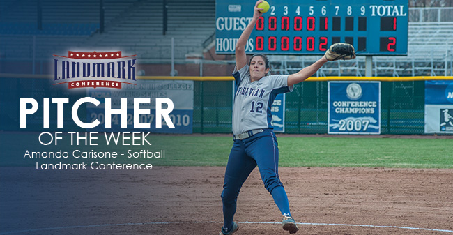Carisone Selected as Landmark Conference Softball Pitcher of the Week Again