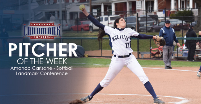 Carisone Selected as Landmark Conference Softball Pitcher of the Week