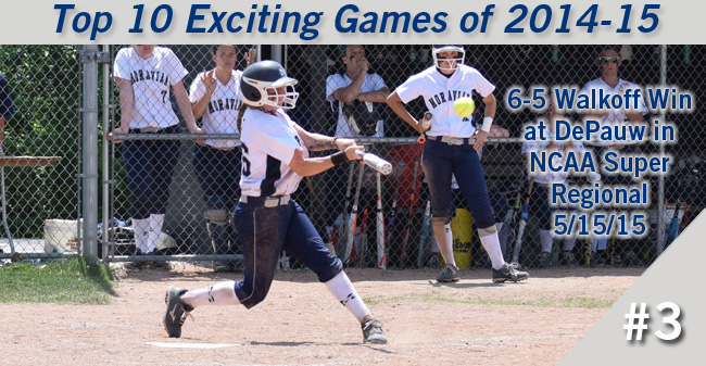 Top 10 Exciting Games of 2014-15 - #3 Softball's 6-5, 8-inning Walkoff Win at DePauw