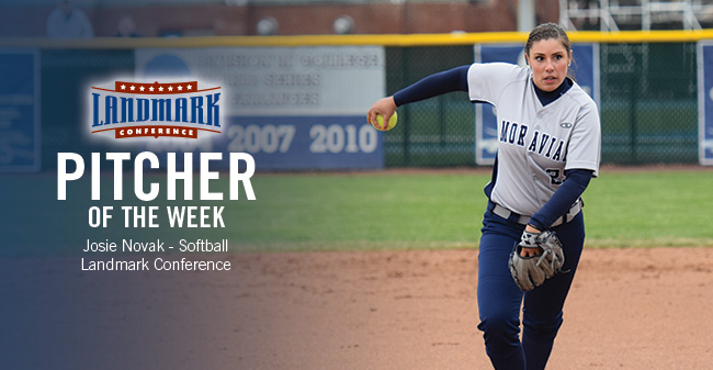 Novak Honored as Landmark Conference Softball Pitcher of the Week for Third Time in 2017