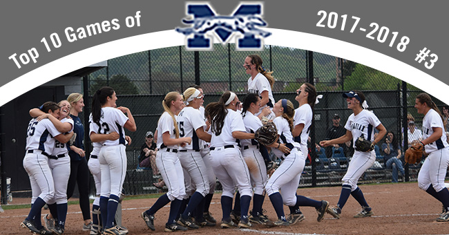 No. 3 on the Top 10 Exciting Games of 2017-18 is the softball team's 3-0 win over the University of Scranton to capture the 2018 Landmark Conference title.