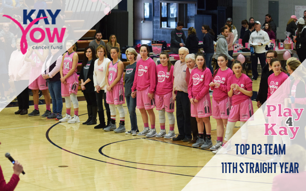 Moravian was named the top NCAA Division III school for the 11th straight year in fundraising for the 2019 Play4Kay to raise money for the Kay Yow Cancer Fund.
