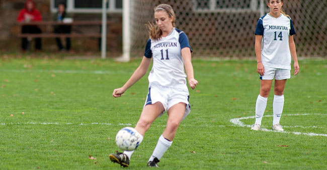 Freshman defender Christine Miklas got the ball rolling on the Moravian comeback in the second half with her fifth goal of the season.