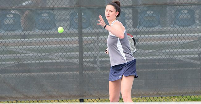 Kate Rennar '19 competes against Catholic University in April 2017.