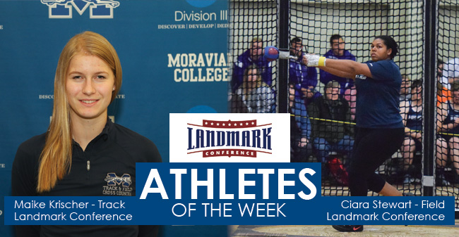 Krischer & Stewart Honored as Landmark Conference Women's Track and Field Athletes of the Week
