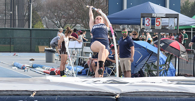 Beth Ann Davies '18 competes in the pole vault at the Coach P Invitational.