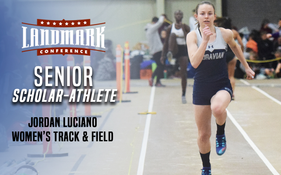 Jordan Luciano honored as 2019 Landmark Conference Women's Indoor Track & Field Senior Scholar-Athlete.