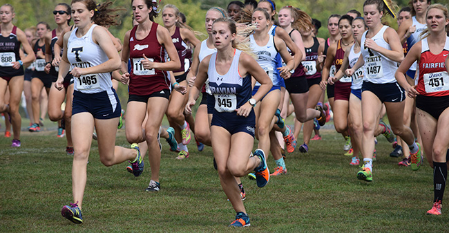 Katie Mayer '20 takes off at the start of the Paul Short Run at Lehigh University in September.